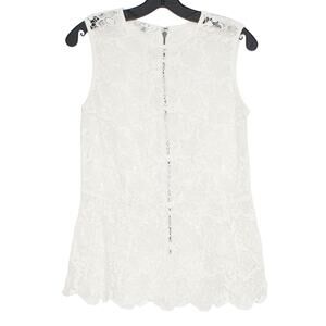 Cabi Lace Floral White Sleeveless Top Open Knit M Boho Cottagecore Spring Summer